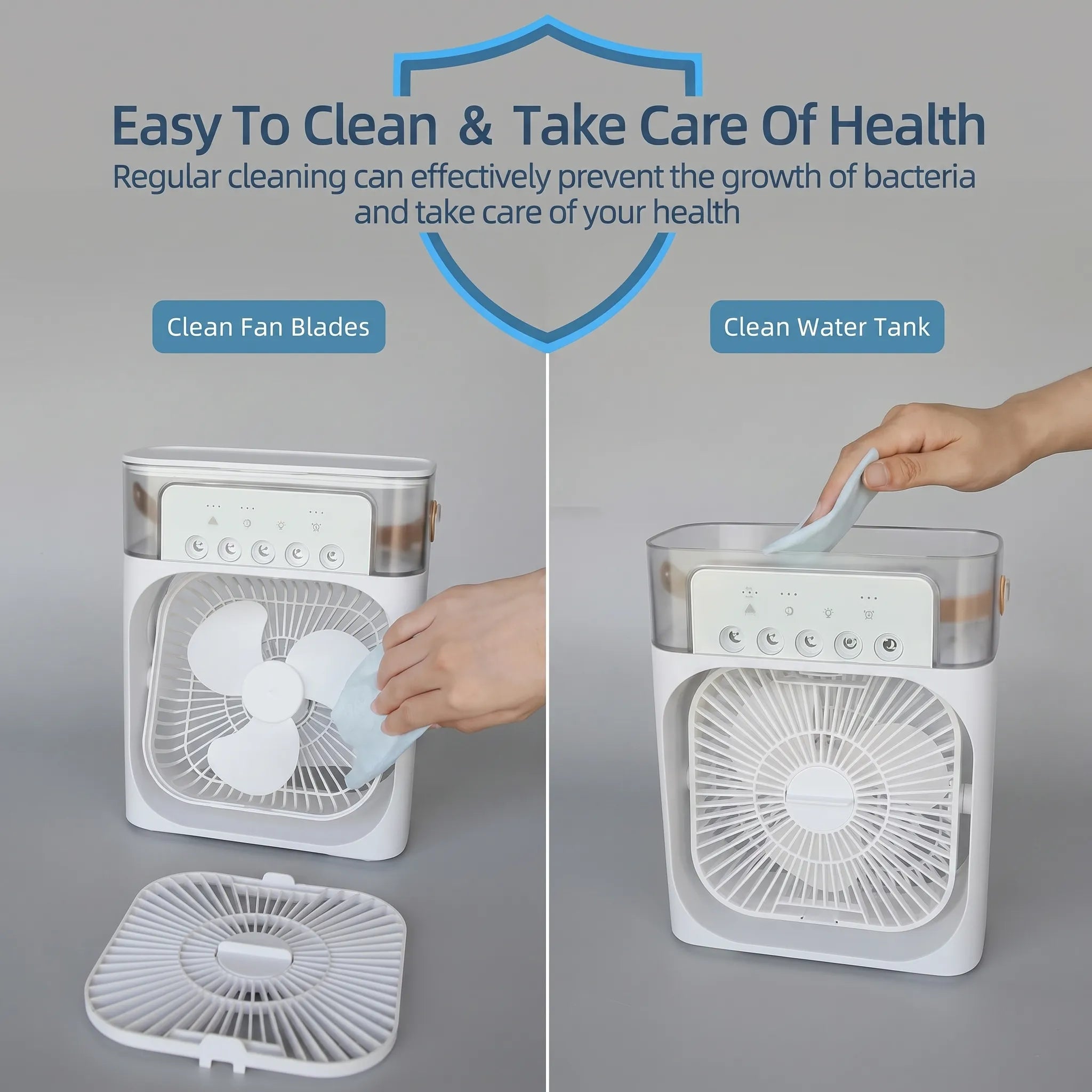 3-in-1 Portable Air Cooler & Humidifier | USB Personal Mini Desk Fan with 7-Color LED