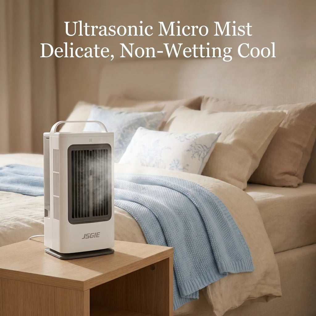 1700ml 3-in-1 Portable Mini Air Cooler & Humidifier | 120° Oscillating Bladeless Desk Fan with Smart Touch