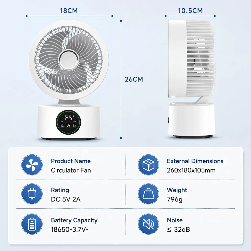 Portable Wall-Hanging Fan With Remote And Voice Control | Smart Voice Rechargeable USB Household Electric Folding Fan Nightlight Air Cooler