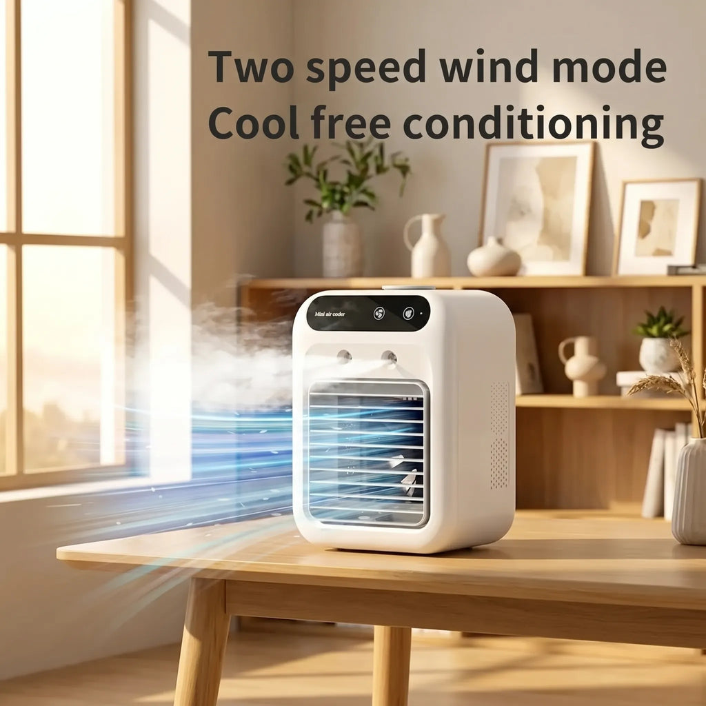 Ultra-Quiet Portable Mini Air Cooler & Humidifier | 500ml USB Rechargeable Desk Fan