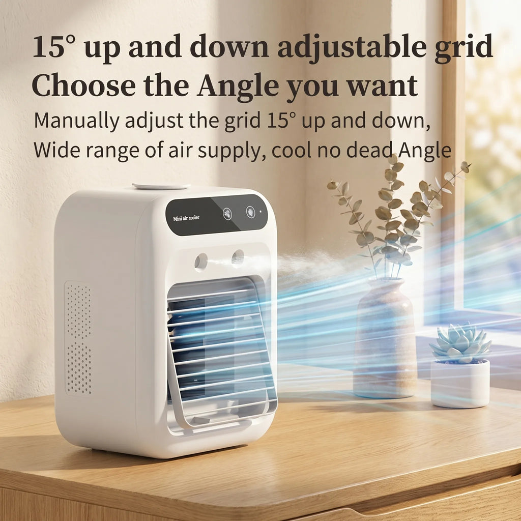 Ultra-Quiet Portable Mini Air Cooler & Humidifier | 500ml USB Rechargeable Desk Fan