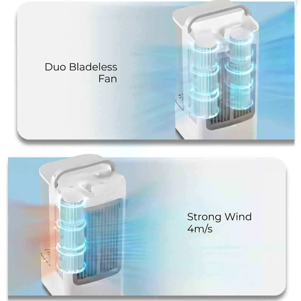 1700ml 3-in-1 Portable Mini Air Cooler & Humidifier | 120° Oscillating Bladeless Desk Fan with Smart Touch